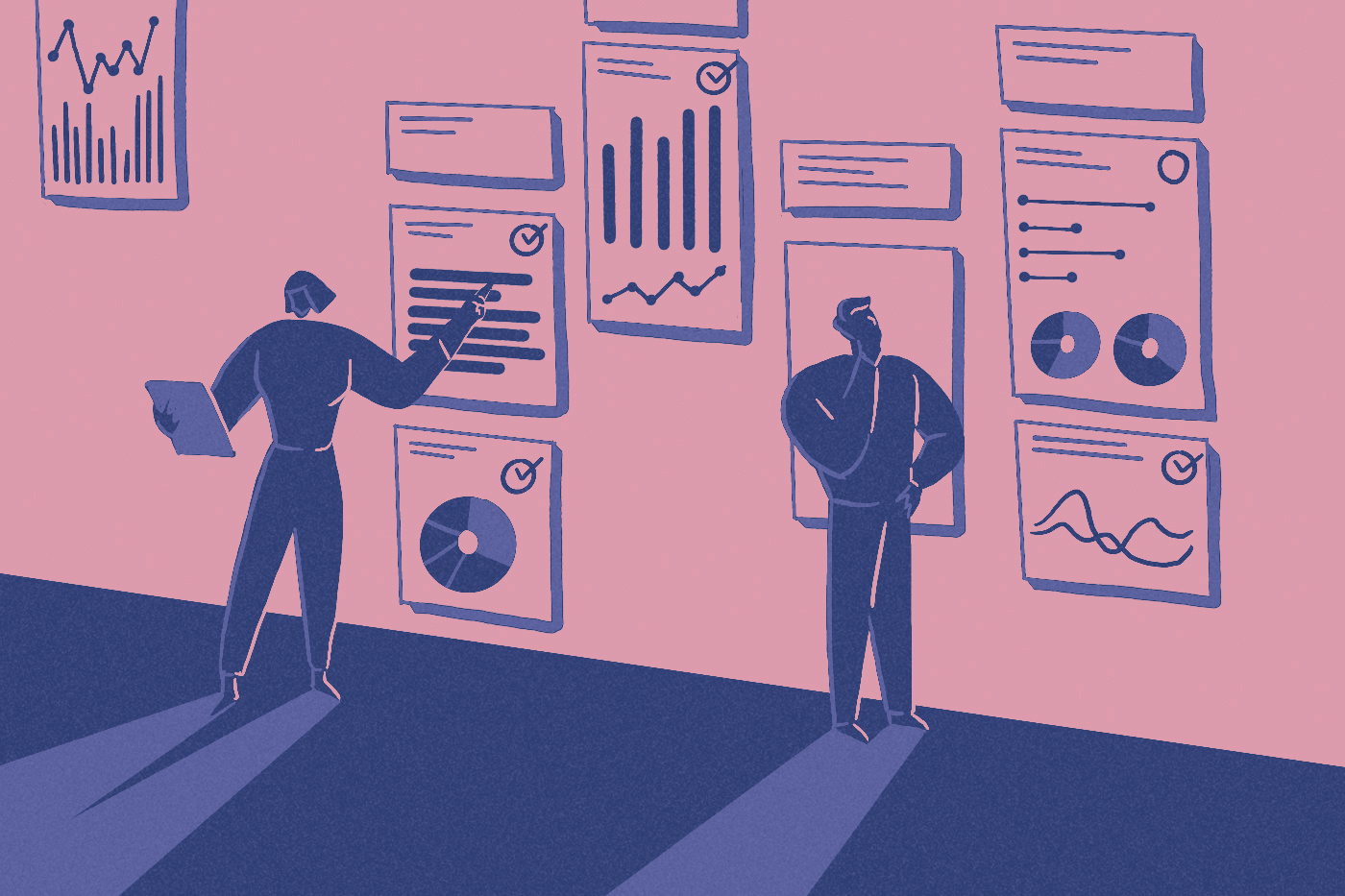 two men and charts