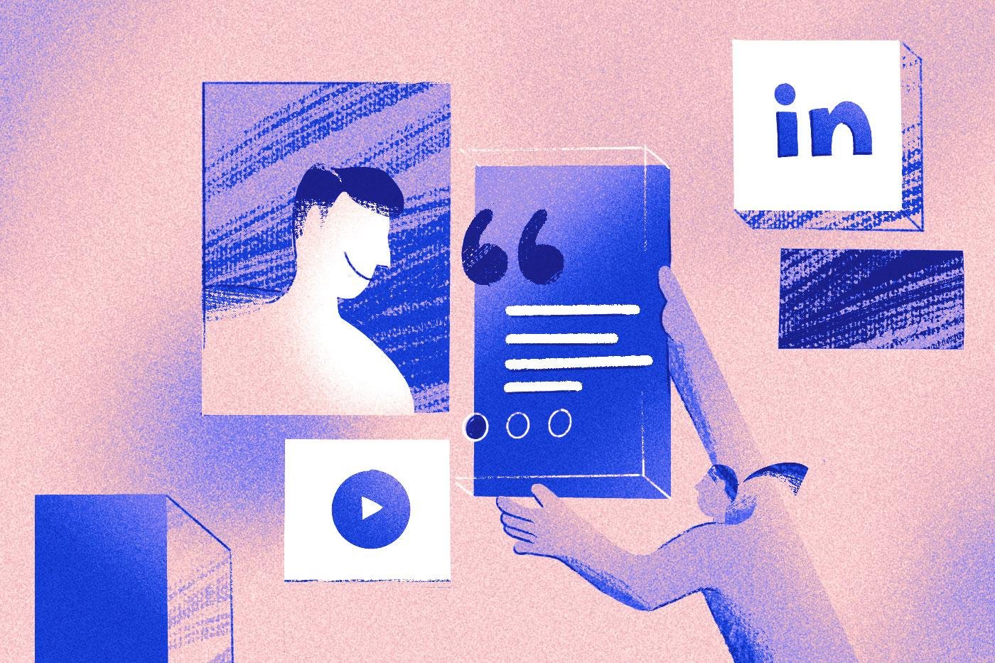 illustration of professional setting up a 2023 linkedin ad strategy to convert leads