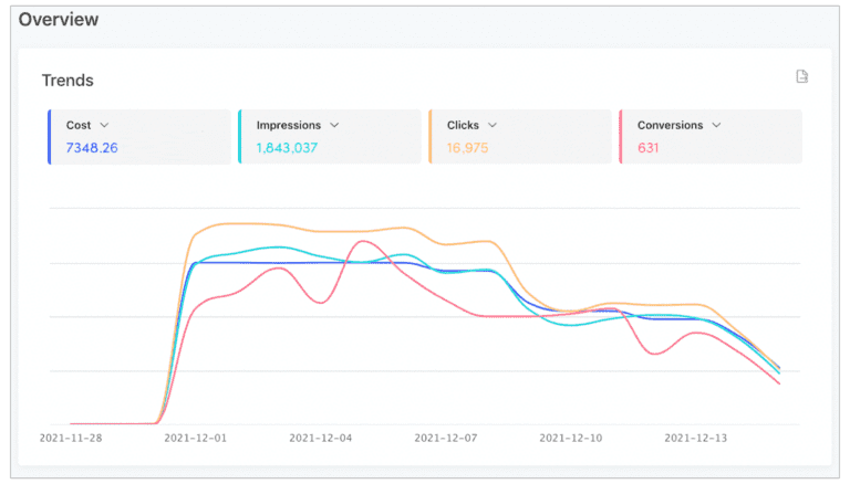 Example of TikTok’s advertising overview dashboard