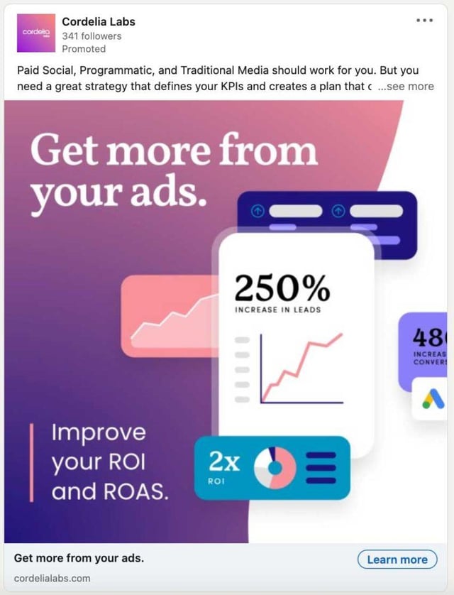 example of a real single image ad on linkedin