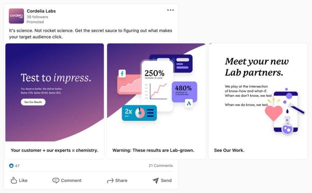 example of a real carousel ad on linkedin