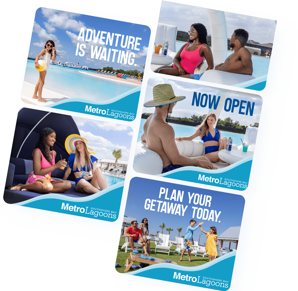 isolated compilation of display ads for water park