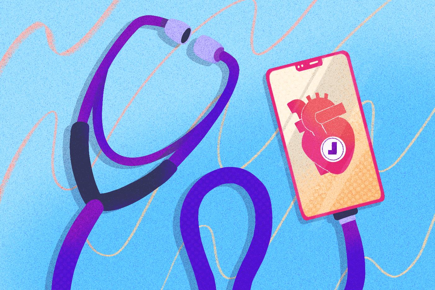 illustration of stethoscope with medical marketing on phone