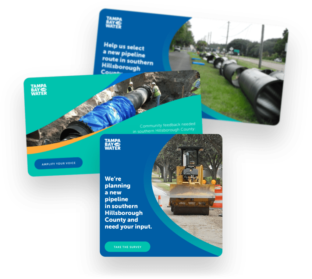 ad creatives for tampa bay water pipeline survey campaign