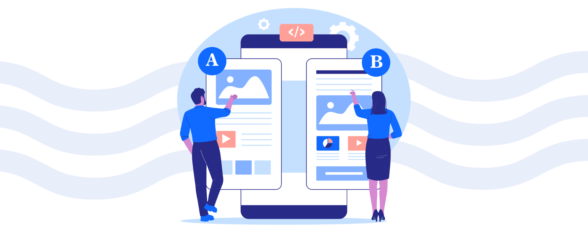 A graphic illustrating A/B Testing